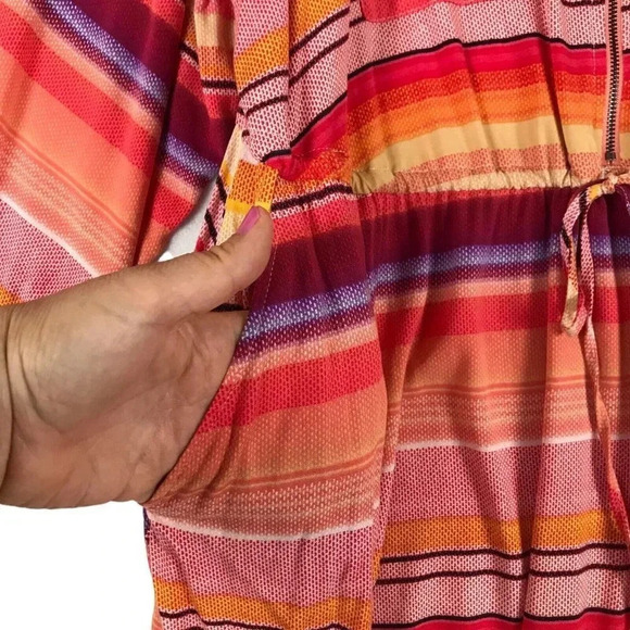 Torrid Shirt Dress Zip Front Size 3 3X Pockets Drawstring Waist Roll Tab Sleeves - Picture 4 of 15